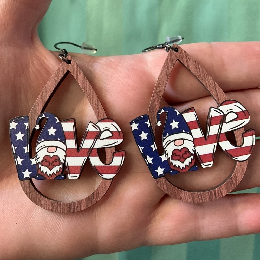 Patriotic Love Teardrop Earrings